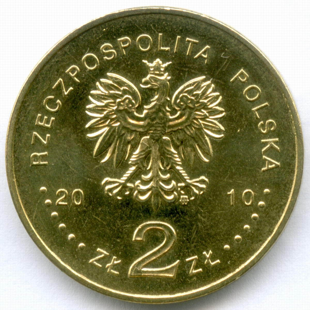 2 злотых 2010 год. Путешественник Бенедикт Дыбовский. Латунь, диаметр 27 мм. AUNC