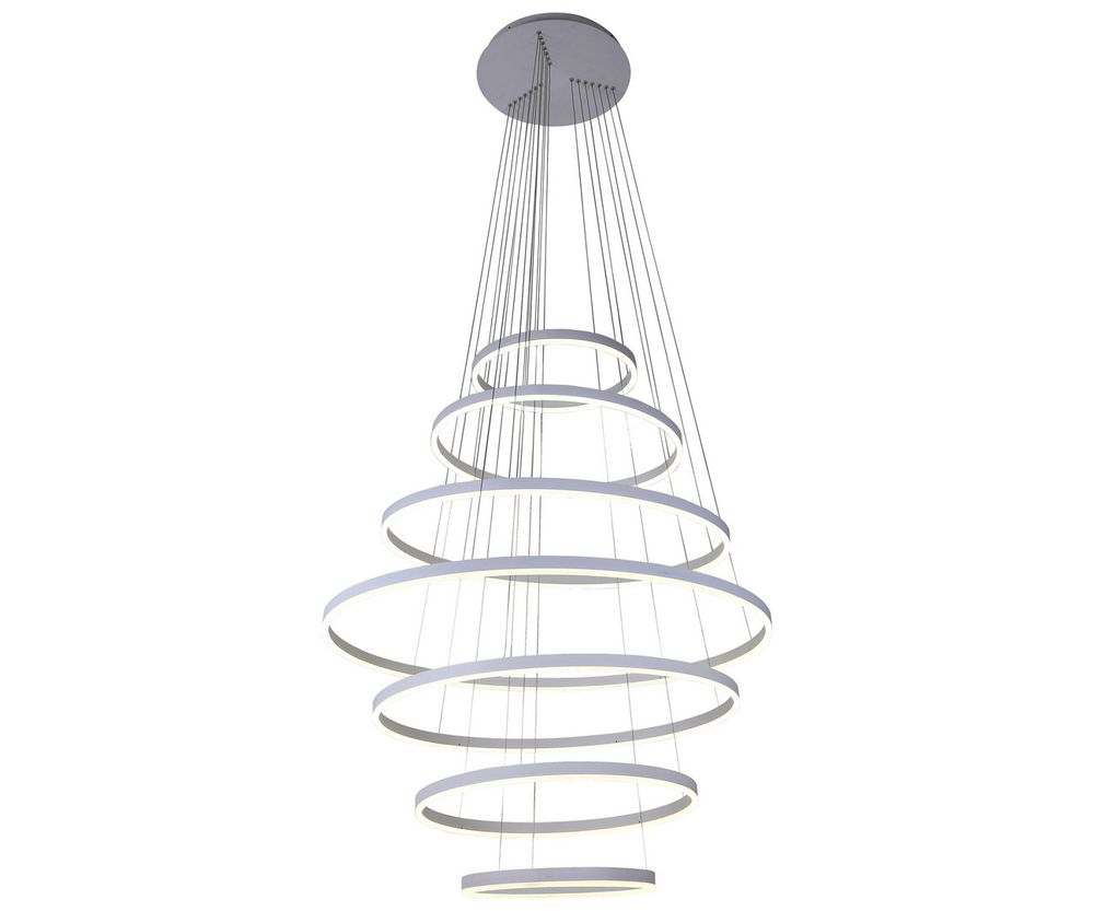 Люстра Тор белый h300 d40+60+80+100+80+60+40 Led 284W (4000K) с пультом ДУ