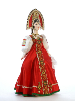 Кукла фарфоровая в русском костюме Плясунья