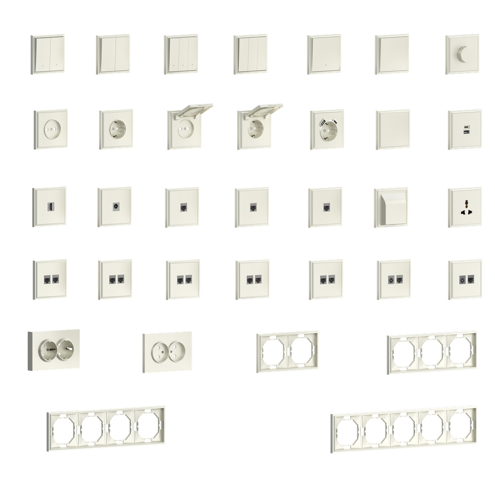 Накладка 1-я для розеток RJ45, TV, SAT, слоновая кость, серия S08