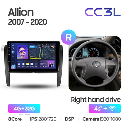 Teyes CC3L 9"для Toyota Allion 2007-2020 (прав)