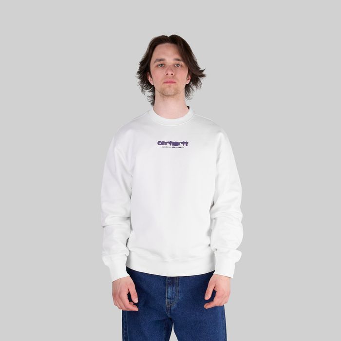 Толстовка мужская Carhartt WIP Ink Bleed Sweatshirt артикул:I032866_white_tyrian - купить в магазине Дайс