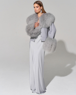 Кардиган с меховой отделкой ламы