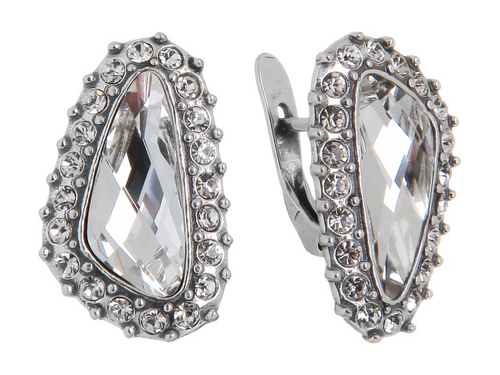 "Морена" серьги в серебряном покрытии из коллекции "Айсберг" от Jenavi  с английским замком