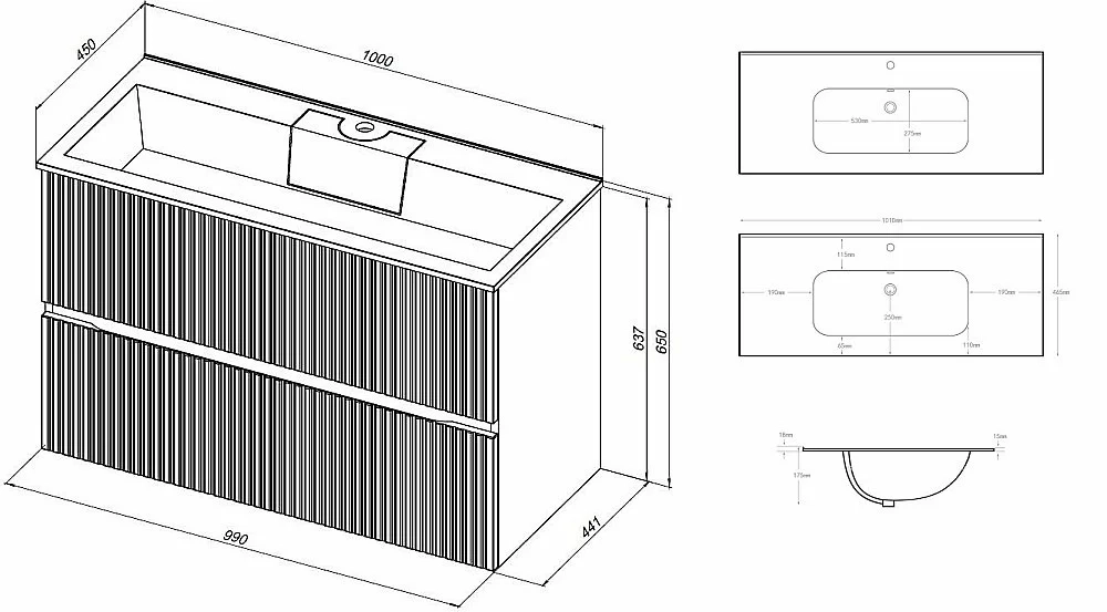 Тумба Aquanet Джейн 100 313304 с раковиной Flat 100 254365 маренго