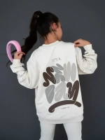 Костюм для девочки, свитшот и леггинсы, бежевый