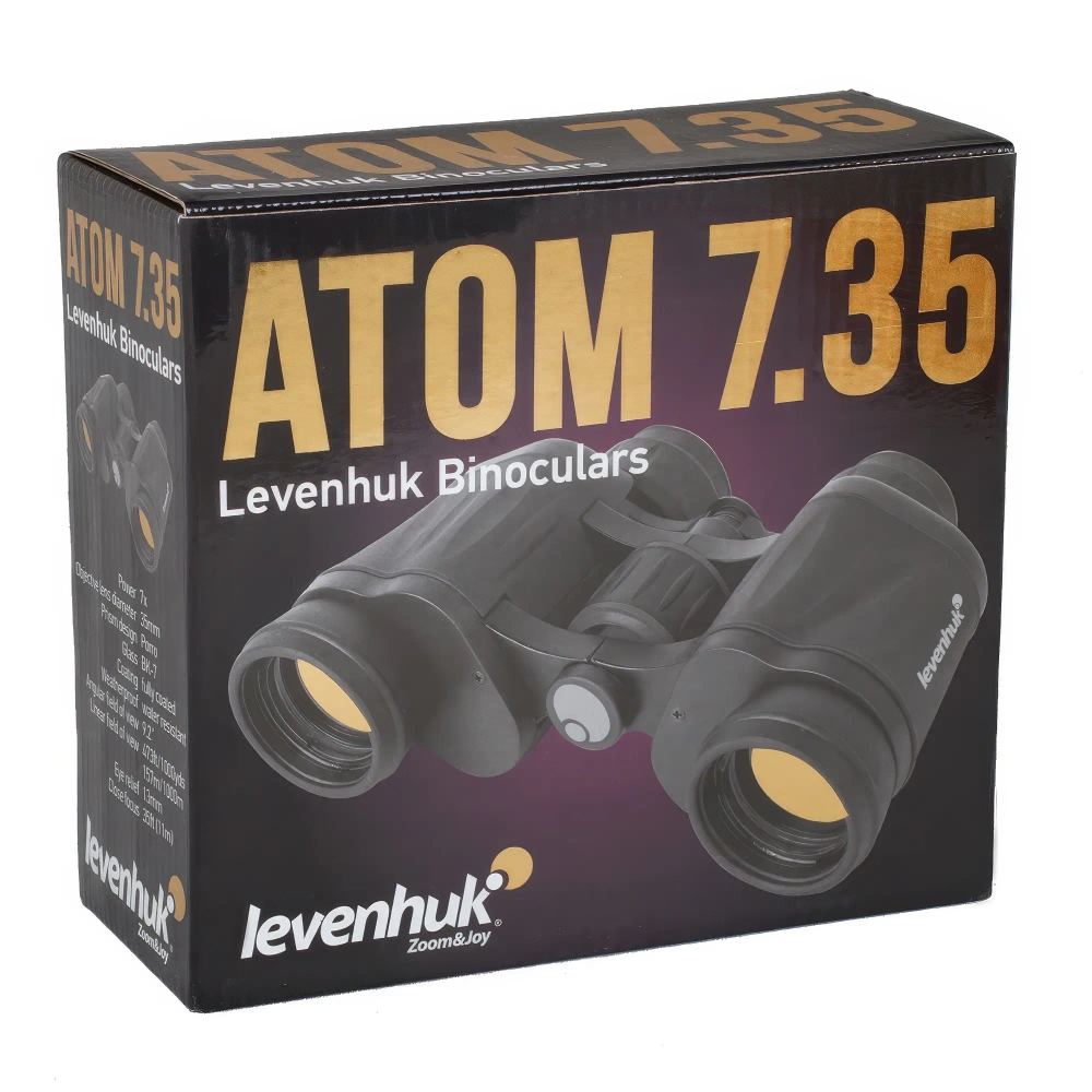 Бинокль Levenhuk Atom 7x35 - изображение на упаковке