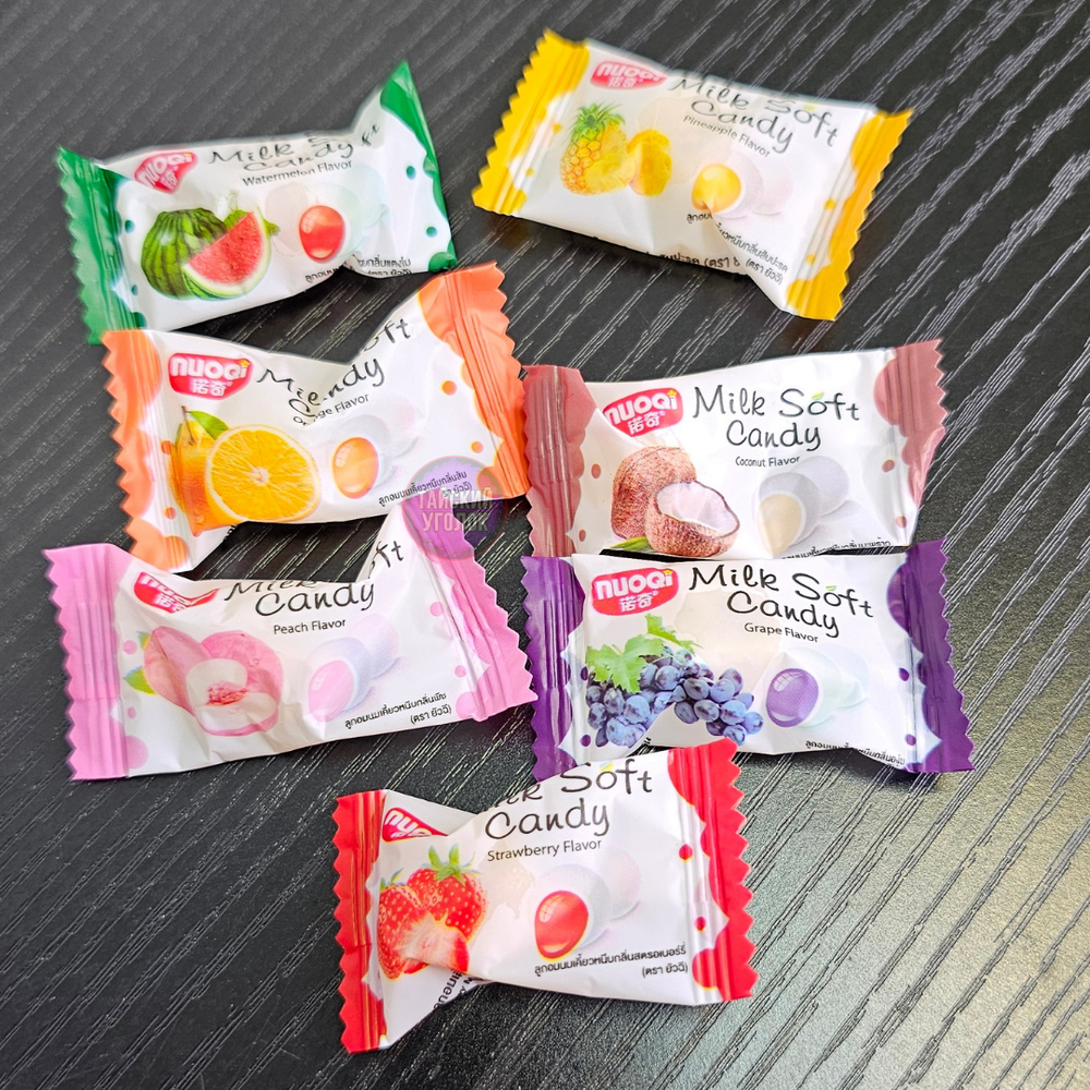 Молочные конфеты Nuoqi Milk Soft Candy Фруктовый микс 380 гр.