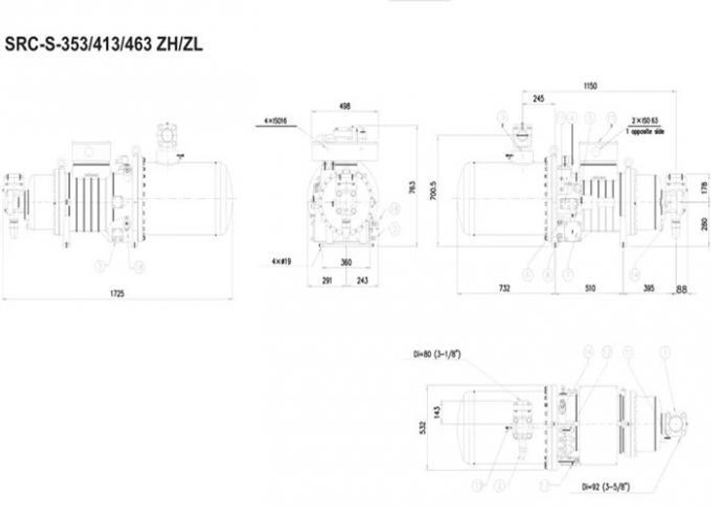 Полугерметичный двухвинтовой компрессор RefComp SRC-S-113-ZL/SW3L 3000 с высокоэффективным маслоотделителем осевого типа.