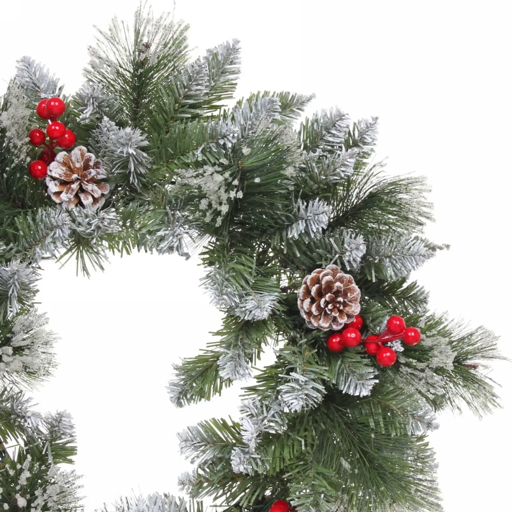 Венок хвойный новогодний «Сверкающие кристаллы» ПВХ, леска, 50 см (SQ736-50)