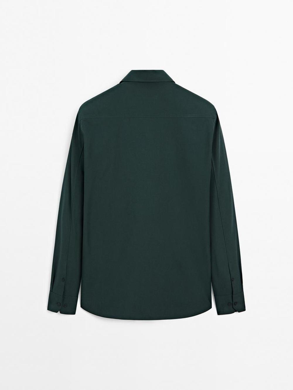 Massimo Dutti Рубашка из 100% хлопкового твила, зеленый