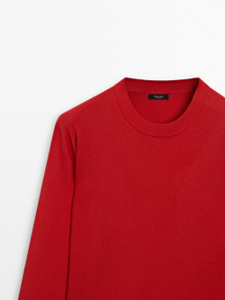 Massimo Dutti Шерстяной свитер с круглым вырезом, оранжевый