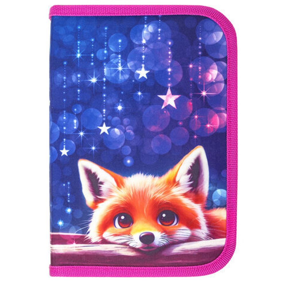 Пенал BRAUBERG, 1 отделение, 2 откидные планки, полиэстер, 21х14 см, Cute fox, 272318