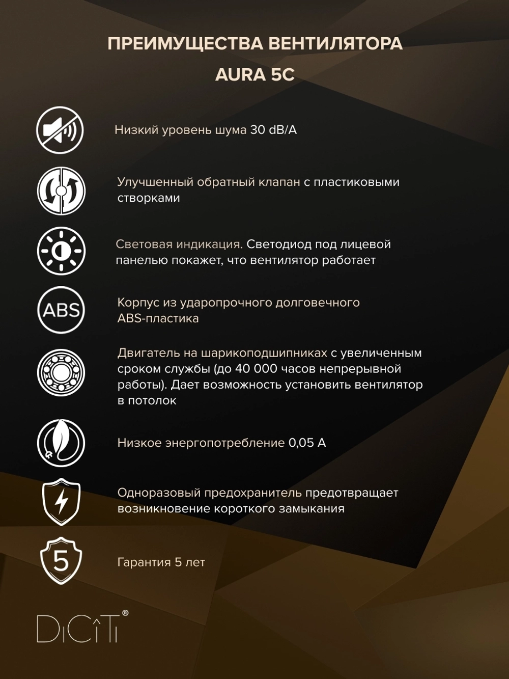 Вентилятор накладной AURA D125 обр.клапан DICITI