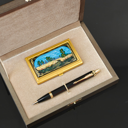 Набор "Пшеничное поле" визитница персональная, авторучка