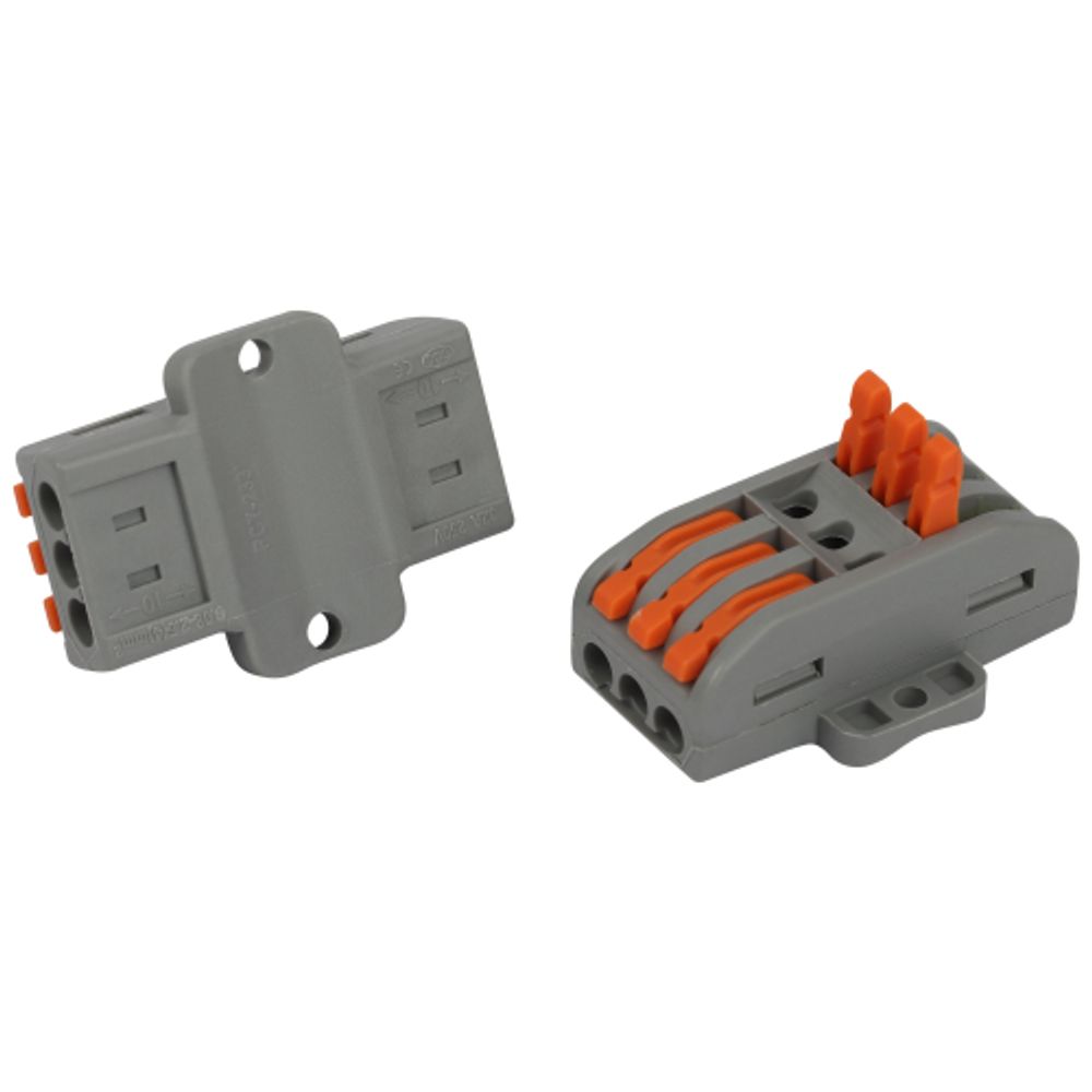 Клемма ЭРА NO-225-454 проходная с монтажной площадкой 222-2413Р с рычагами 3 полюса 0.08-2.5/4 мм2 упаковка 2 шт | Клеммы