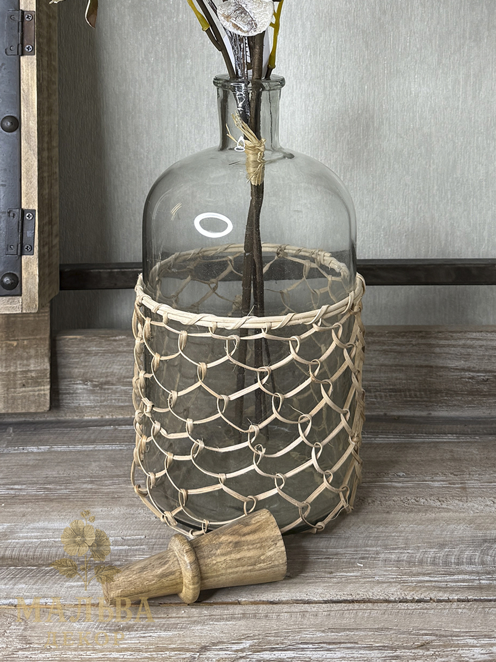 Бутылка декоративная "Флинт" от J-LINE стекло 15x15x32см от J-LINE