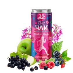 Иван-чай «Колд брю» Лесные ягоды 28SEEDS в банке на фоне лесных ягод