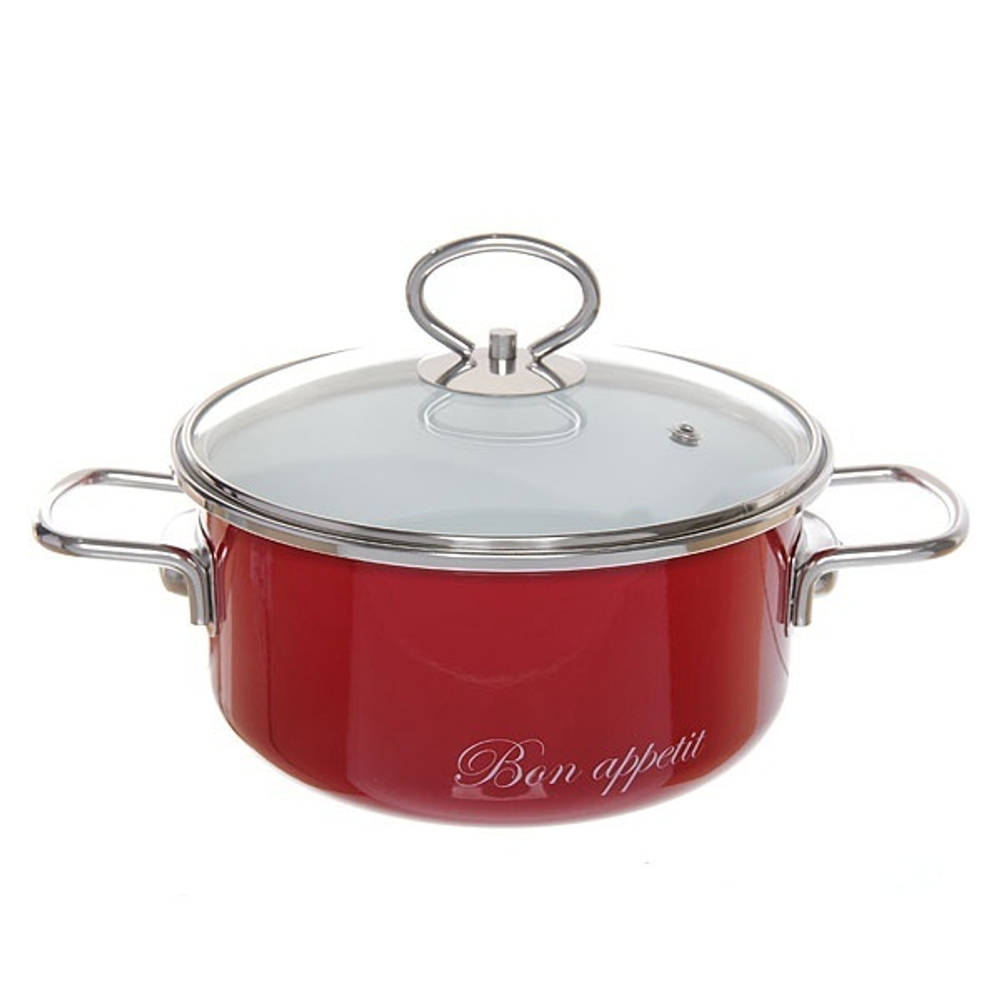 Кастрюля эмалированная 2л «Bon appetit» вишневая 8SB185S