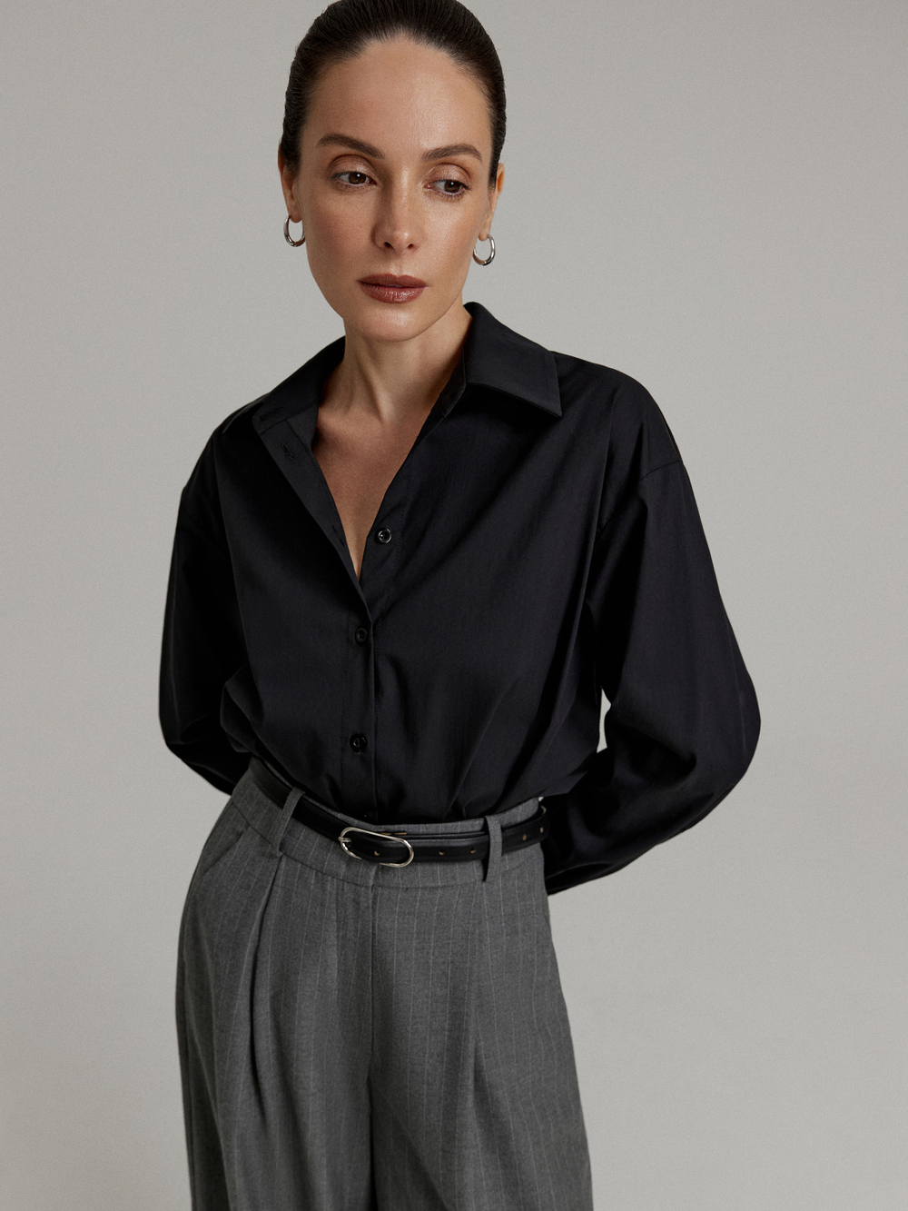 Рубашка женская прямого кроя, черный
