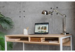 Письменный стол Леон Лофт 110х55х75 дуб делано светлый / матовый белый