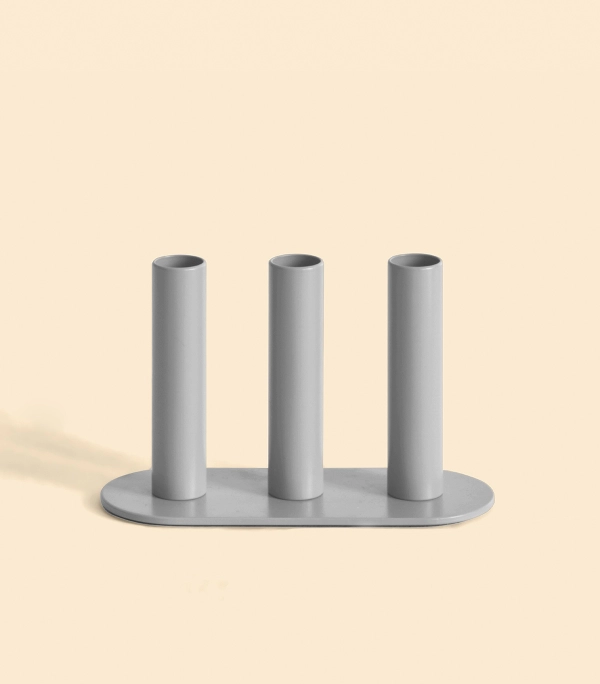 Подсвечник – Огонь тройной, Серый, 12,5 см | Delo