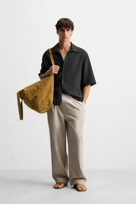 ZARA БРЮКИ-ДЖОГГЕРЫ КЛАССИЧЕСКОГО КРОЯ, ПЕСОЧНЫЙ