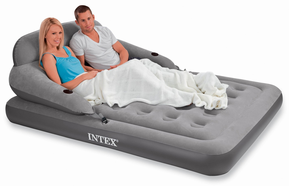 Надувной матрас Intex со съемной спинкой, 152х203х71 см.