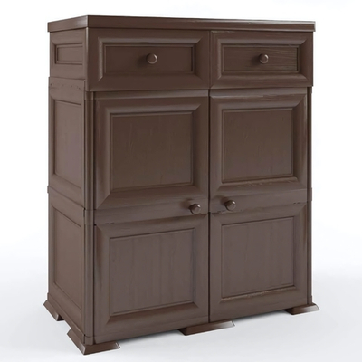 Шкаф - комод пластиковый "УЮТ" 2 дверцы, 2 ящика Э-117 (дерево) 810х420х1030