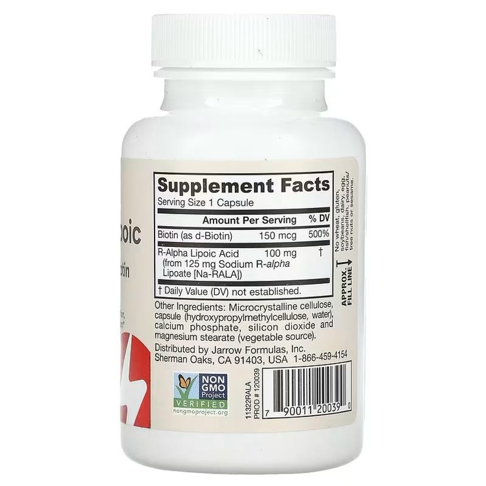 Jarrow Formulas, R-альфа-липоевая кислота Best, 100 мг, 60 растительных капсул