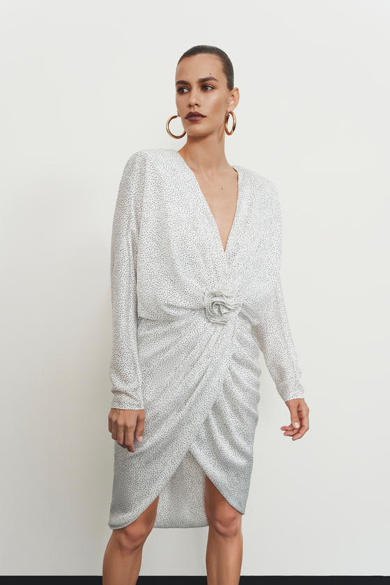 Платье миди драпированное из шифона