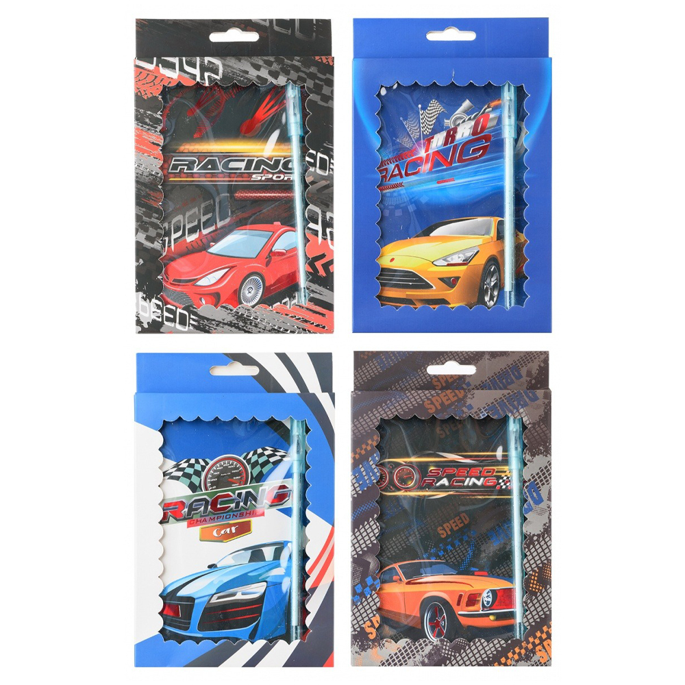 Блокнот детский Basir на замке, с ручкой, формат А6, серия "машина" ассорти, переплет 7БЦ, 17.5*12 см, 48 листов