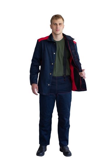 Костюм сварщика зимний "СварМакс-3" брюки (т.синий/красный)