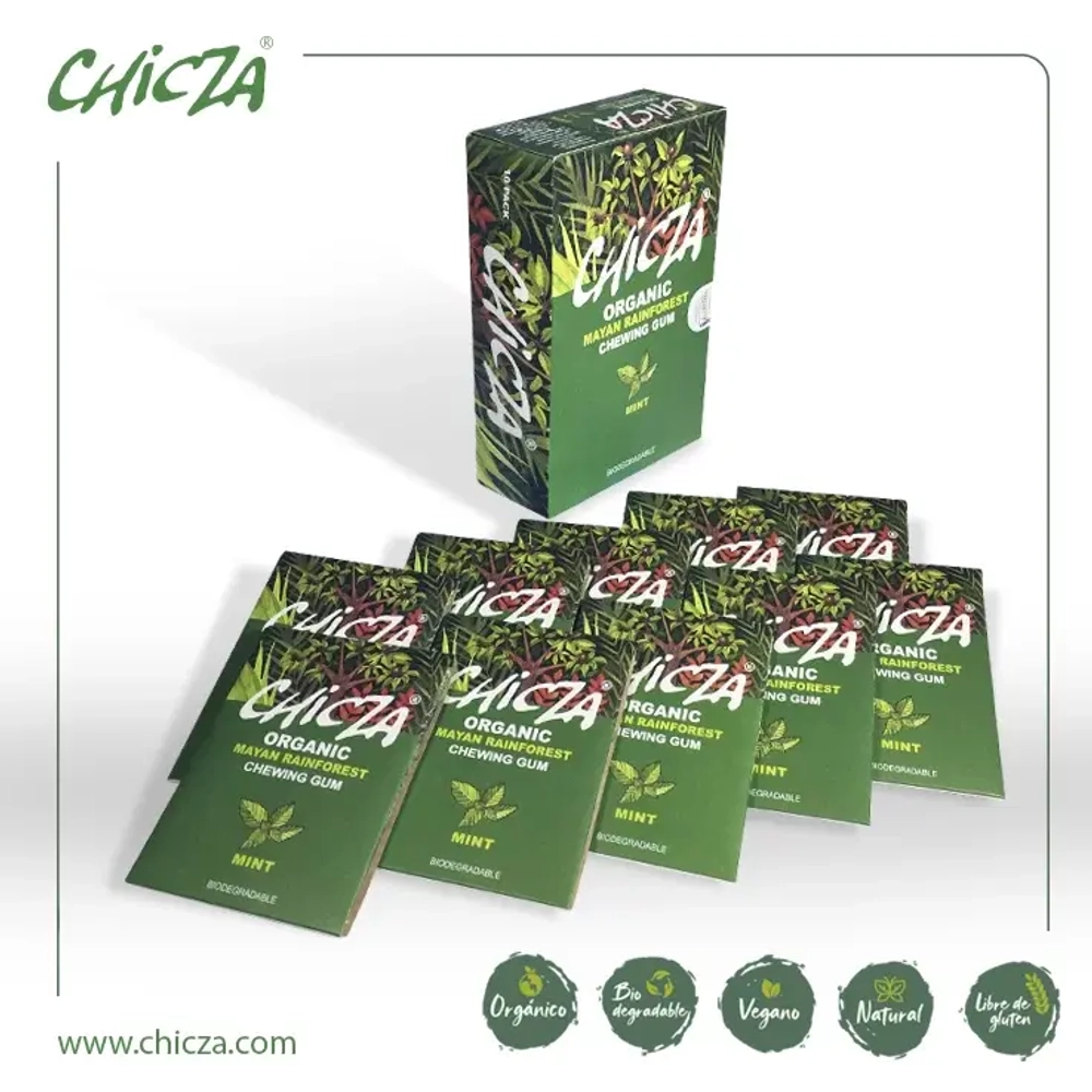 CHICZA ORGANIC Жевательная резинка органическая биоразлагаемая со вкусом мексиканской мяты 10 Х 30г
