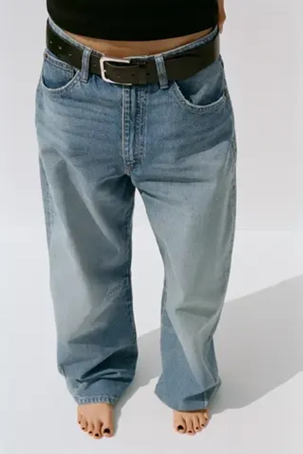 ZARA ДЖИНСЫ TRF BAGGY BALLOON СО СРЕДНЕЙ ПОСАДКОЙ, СИНИЙ