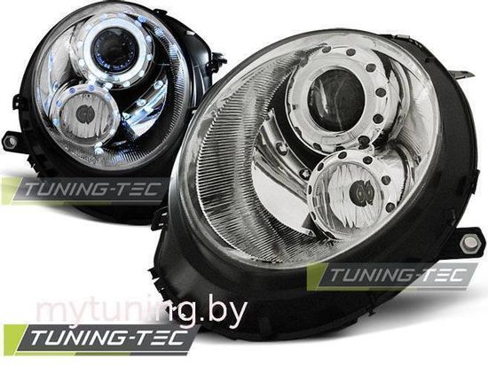 Передние фары angel eyes chrome для Mini Cooper R55 / R57