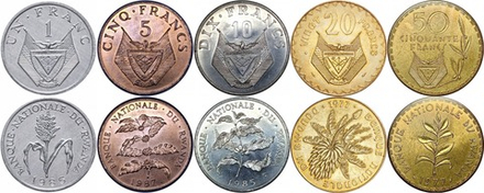 Руанда 1985-1987 набор 6 монет аUNC