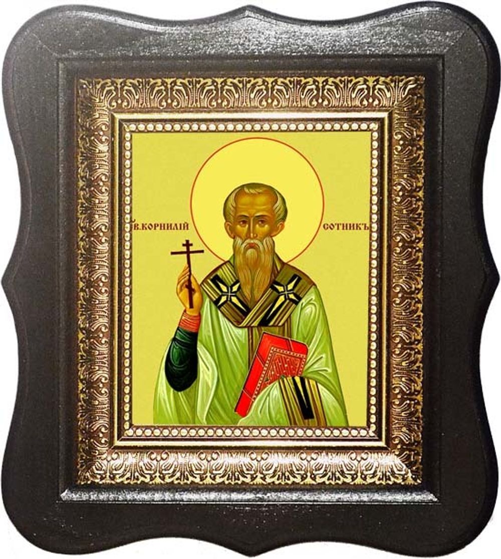 Корнилий Сотник Священномученик, епископ. Икона на холсте в малом киоте.
