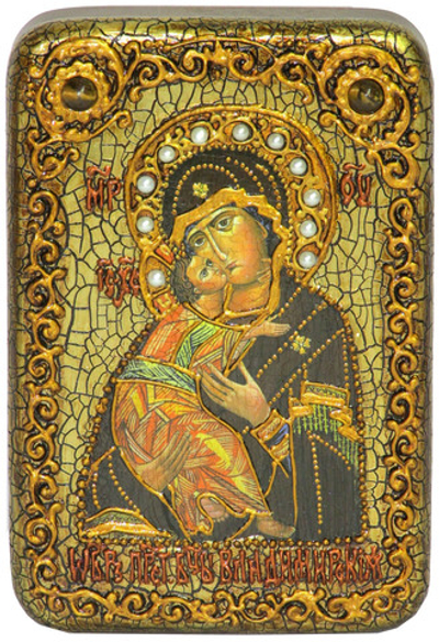 Икона "Образ Владимирской Божьей Матери" 15х10см на натуральном дереве в подарочной коробке