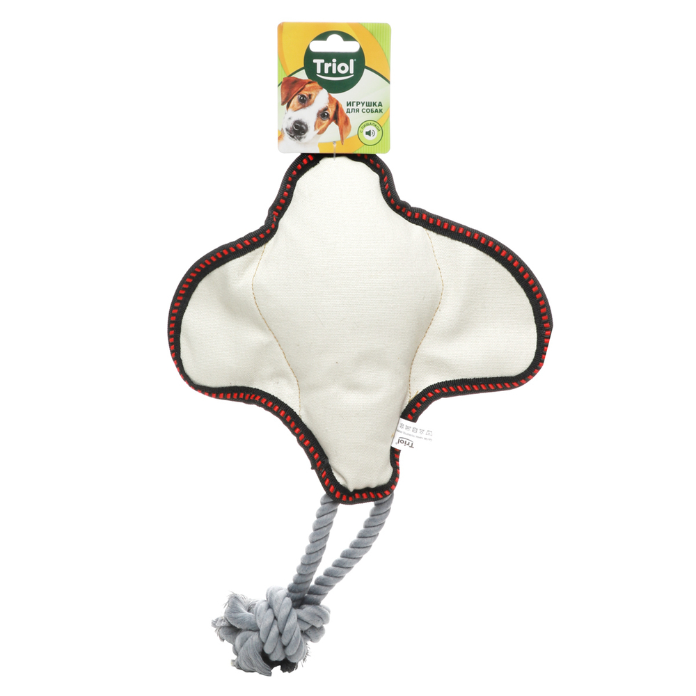 Игрушка для собак мягкая "Скат с веревкой", 250/420мм, Triol