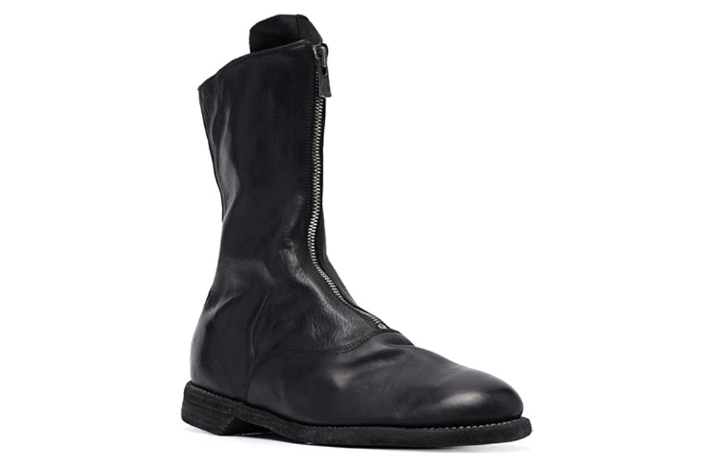GUIDI 310 Leather Zip Closure Ankle Boots Men"s Black