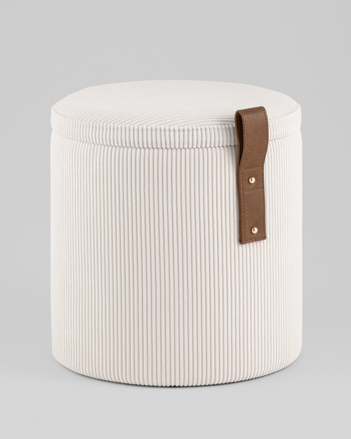 Пуф Руни XS с ящиком вельвет белый