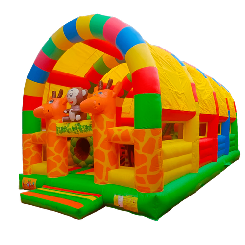 Коммерческий надувной батут «Страна Сафария 2» с крышей и высокими горками, 10x5x5 м