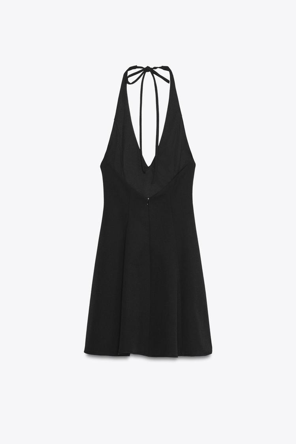 ZARA КОРОТКОЕ ПЛАТЬЕ С ГОРЛОВИНОЙ ХАЛТЕР И ЮБКОЙ ГОДЕ, ЧЕРНЫЙ