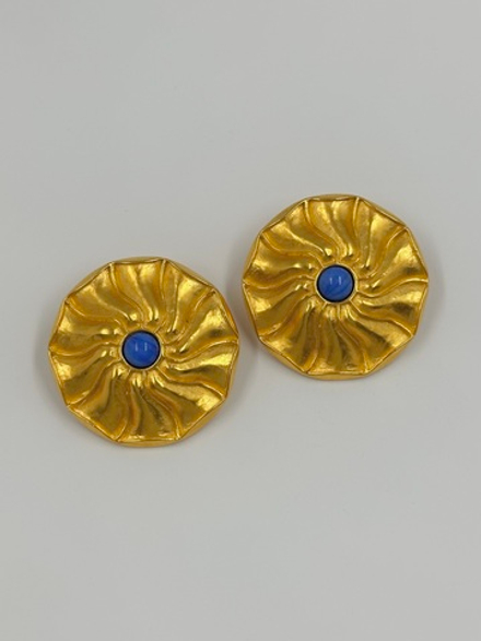 Крупные клипсы с синими кабошонами Karl Lagerfeld