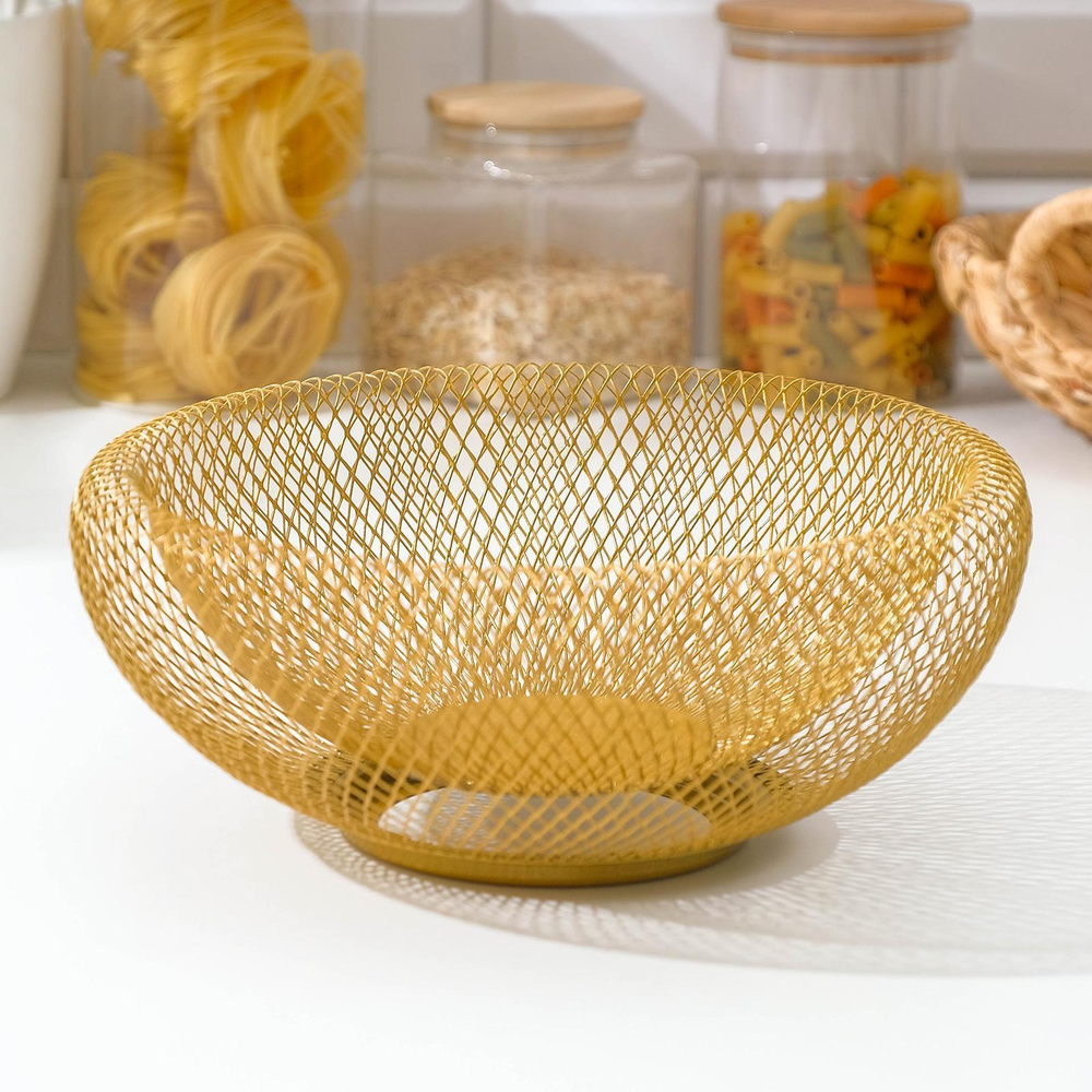 Ваза для фруктов Сплетение 25х25х10, (бронза)