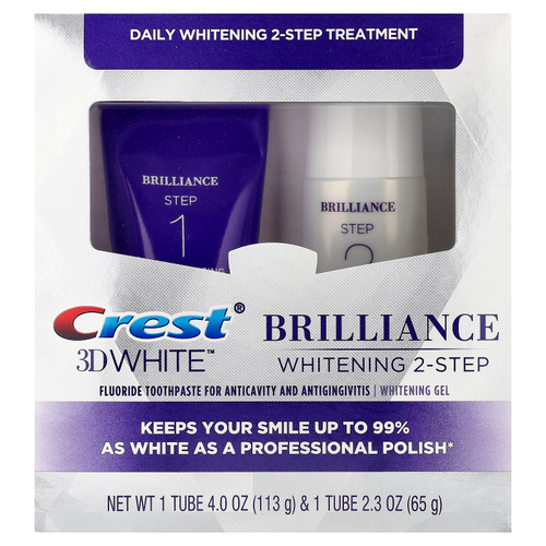 Crest, 3D White™, двухэтапное средство для ежедневного отбеливания, 1 набор