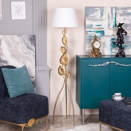 Светильник напольный торшер Monstera Deliciosa (Монстера) с абажуром Сити-2 Белый