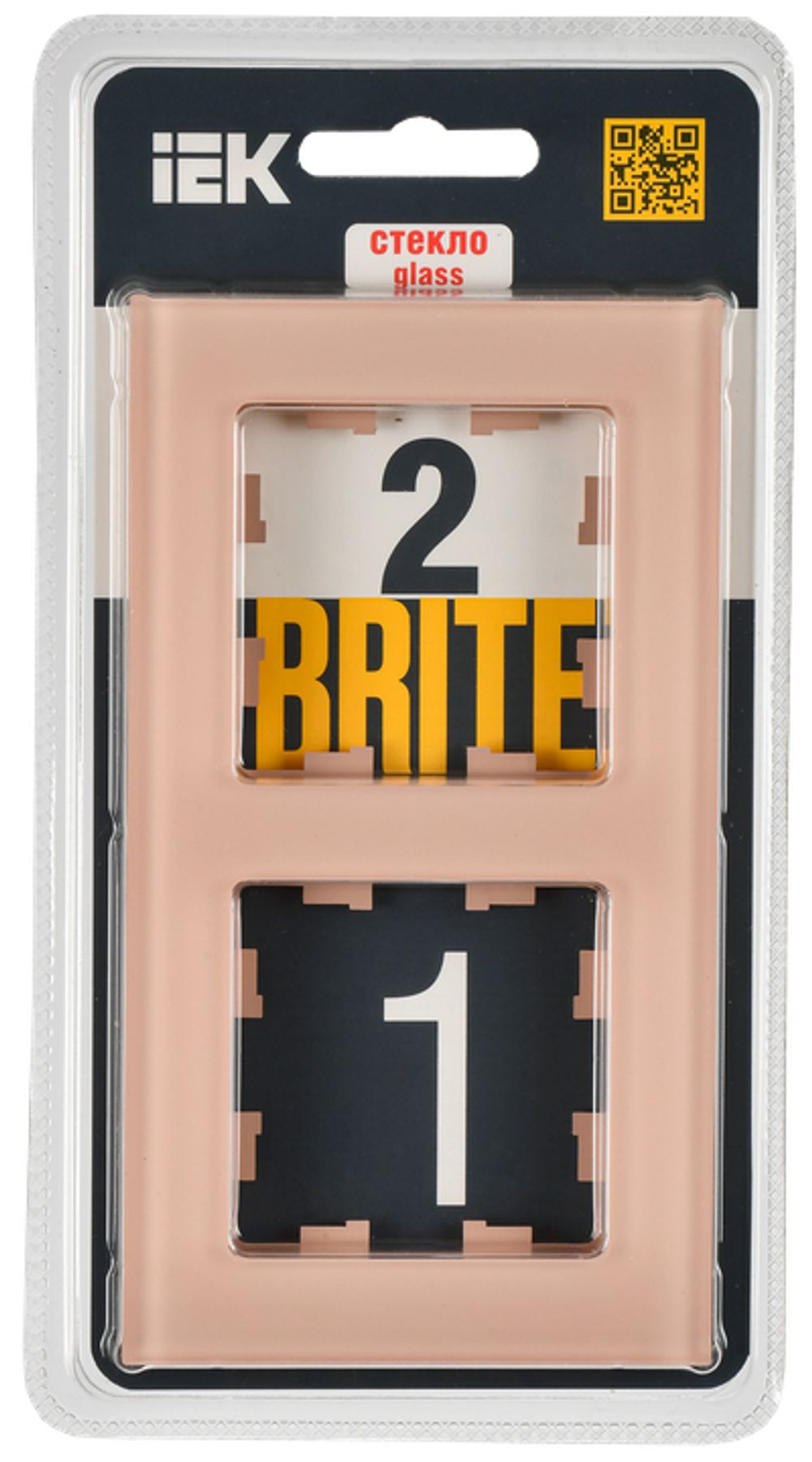 BRITE Рамка 2-местная РУ-2-2-БрП стекло персиковый матовый IEK
