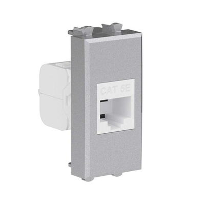 Компьютерная розетка RJ-45 без шторки модульная, кат.5е, "Avanti", "Закаленная сталь", 1 модуль